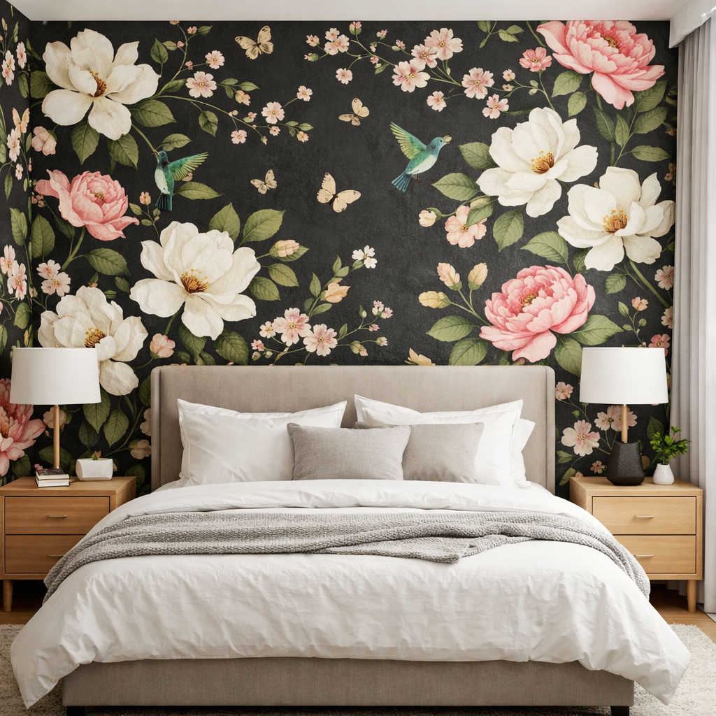 Wilson Supply Corporate Office professional residential wallpaper installation in Houston bedroom